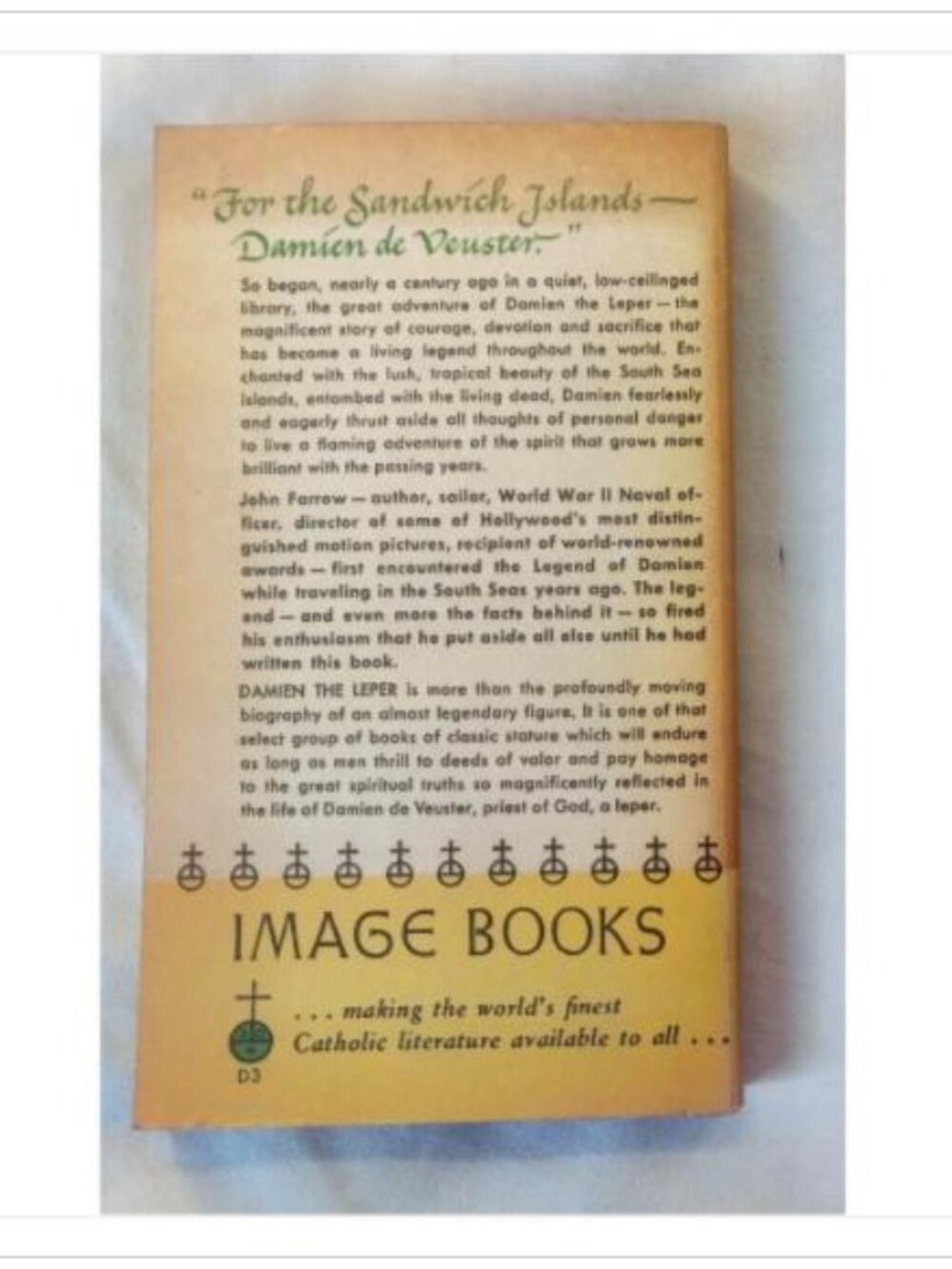Damien the Leper John Farrow 1955 3rd Printing Paperback Book Vintage Novel - Picture 2 of 6